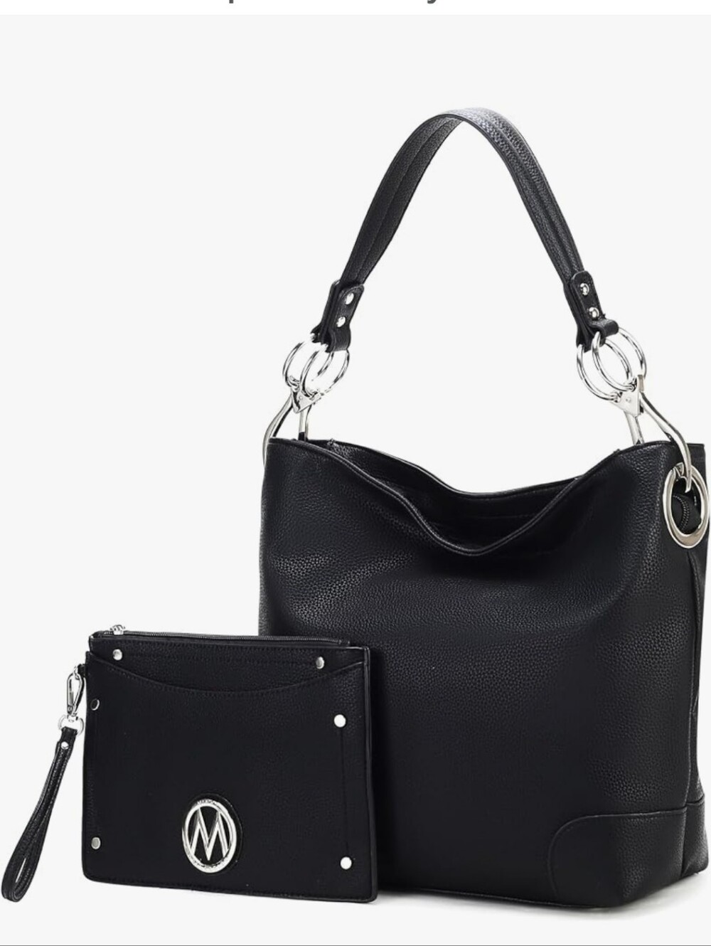 Black Women's Shoulder Bag with Wristlet Pouch